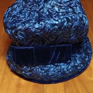 Vintage blue straw hat